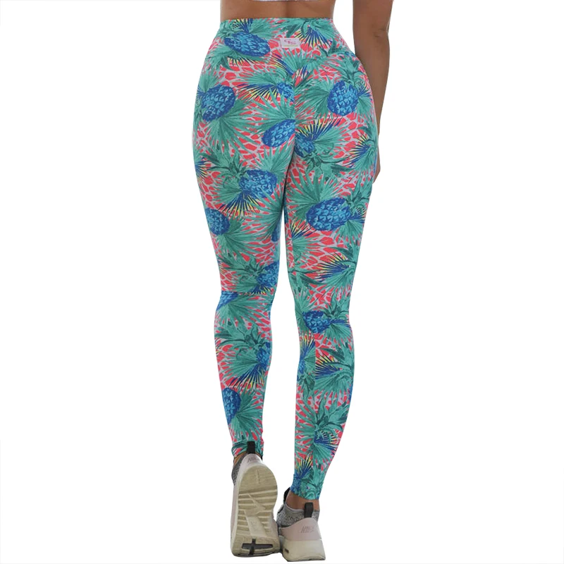 

Fashion Women Pineapple Printing Leggings Fitness Sportswear Long Pants Sexy Female Beach Fruit Casual Pants Push Up Leggings, Picture