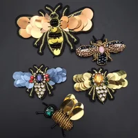 

Hand made animal bee insect design sew on clothing hat bags accessories with bead rhinestone crystal appliques patch