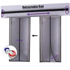 Sliding Door Curtain Adjustable Rod Doggie Door Fit Magnetic Screen Door