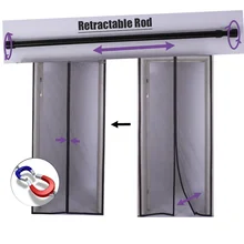 Раздвижные двери занавес регулируемый стержень Doggie дверь Fit магнитный экран двери