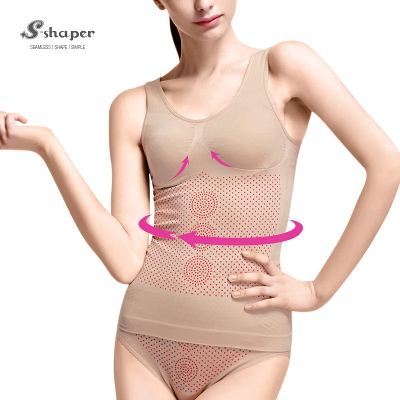 

S-SHAPER Hot Sale Women Seamless Far Infrared Body Shaping Tank Tops, Black/nude