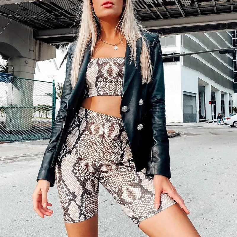 

Hot sale women two pieces sports clothes sets 2018 autumn new sexy vest and skinny pants set, Snake print