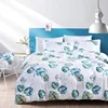 wholesale 3pcs cheap microfiber latest leaf printed design full queen king size bed quilt cover bedding set