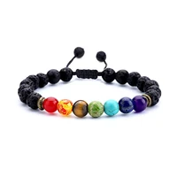 

Men Women 8mm Lava Rock 7 Chakras Aromatherapy Essential Oil Diffuser Bracelets Braided Rope Natural Stone Yoga Beads Bracelet