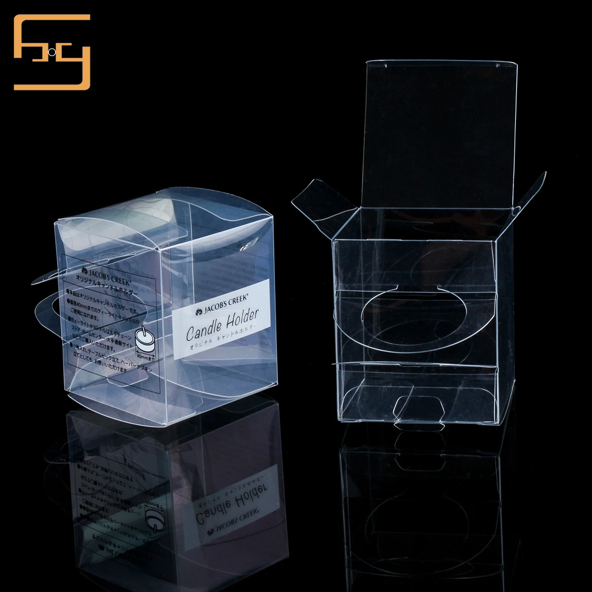 Customized Clear Plastic Candle Holder Packaging Box With Hang Hole