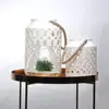 Home decoration outdoor custom hand carved fancy antique lanterns candle holder , ceramic white lantern with handle