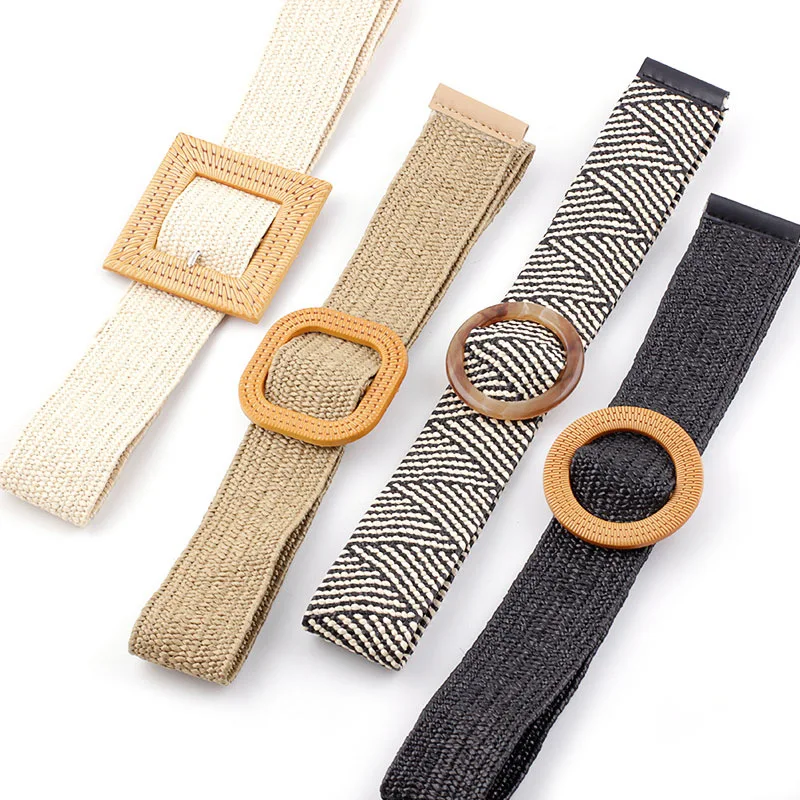 

New style PP Straw woven casual elastic Waist belt