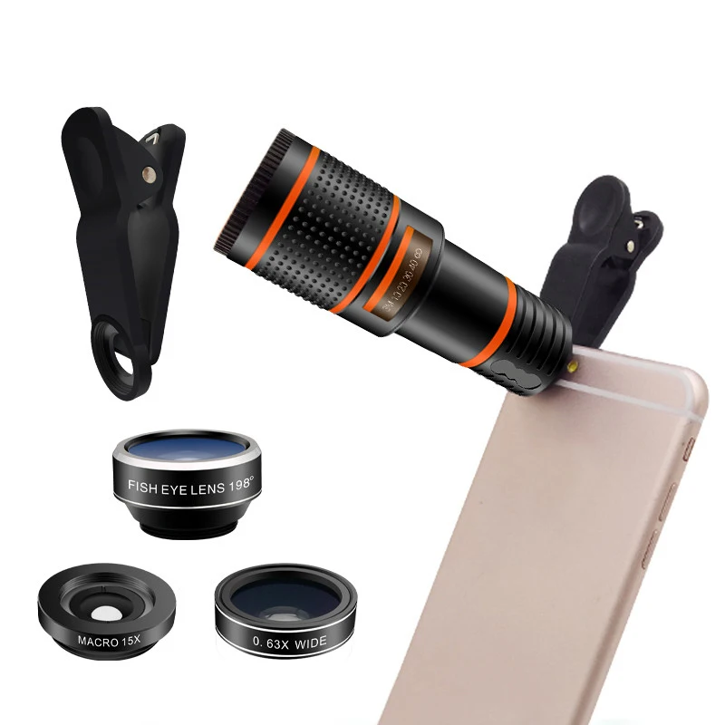 

Latest gadgets 2018 cell phone spare parts camera 12X telephoto telescope zoom 4 in 1 lens kit for Amir Amazon, N/a