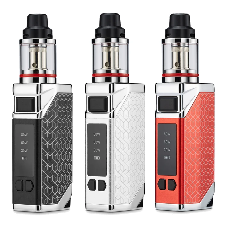 

New arrival 2019 oled screen box mod kits 80w vape 2200 mah rechargeable battery vape mod, Red, black, silver