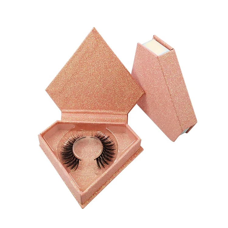 

Glitter Diamond Packaging Box All Handmade Cotton Band 3D False Lashes Synthetic Silk False Eyelashes, Natural black