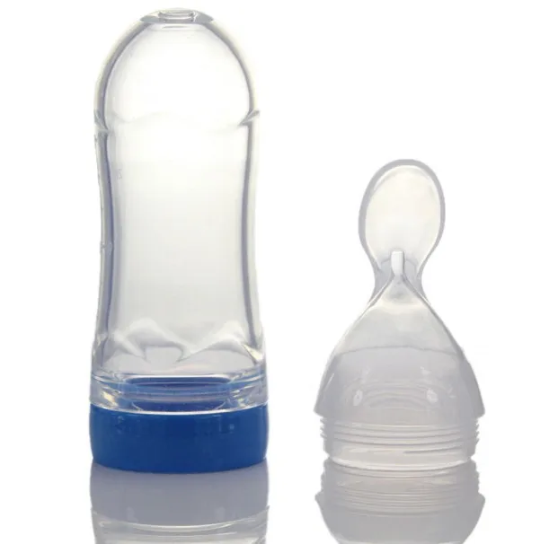 Fda Silicone Baby Squirt Spoon Baby Feeding Bottle With Spoon Baby