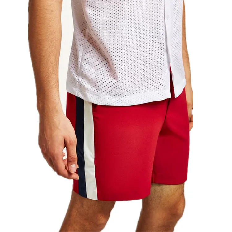 China Factory Red Satin Side Stripe Shorts Man Running Gym Wholesale Shorts With Pockets Buy