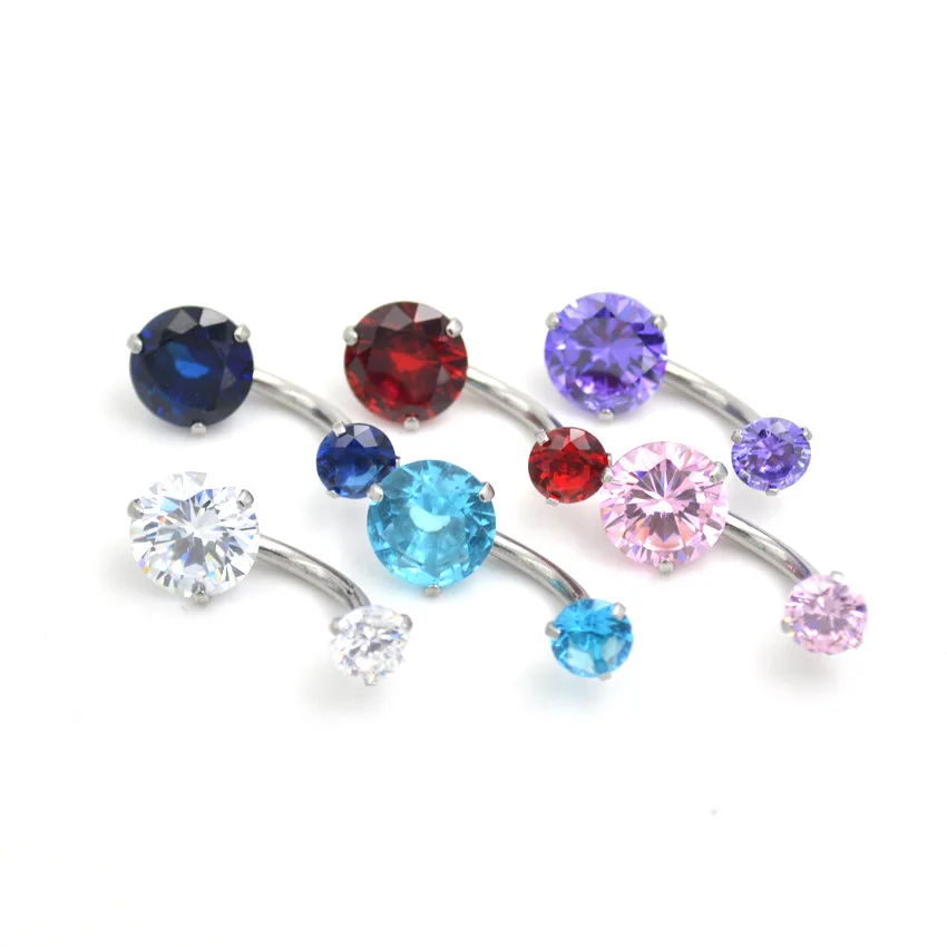 

Body Jewelry Cubic Zircon Belly Button Stud Rings Silver Color Piercing Navel Bars Belly Ring For Sexy Girls