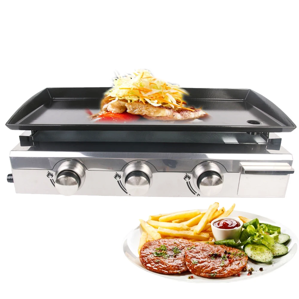 3 Burners Stainless Steel Gas Plancha LPG Griddles Gas BBQ Grills Heavy Duty Grills SP-7.5