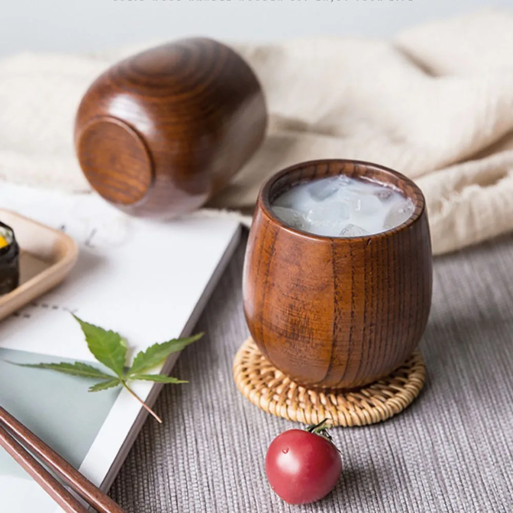 

Handmade Natural Wood Tea Cup Wooden for Wine Coffee Water Hot Cold Drinks Drinking Mug, Japanese Style Wood Tea Cup