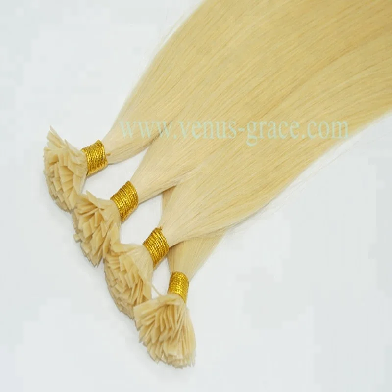

Flat tip natural virgin 12-40 inch blonde human hair extensions
