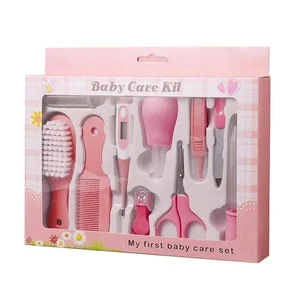 Image of 10pcs Newborn Nursery Health care Set with Baby Nail Clipper File Scissor Tweezer Thermometer Brush Comb