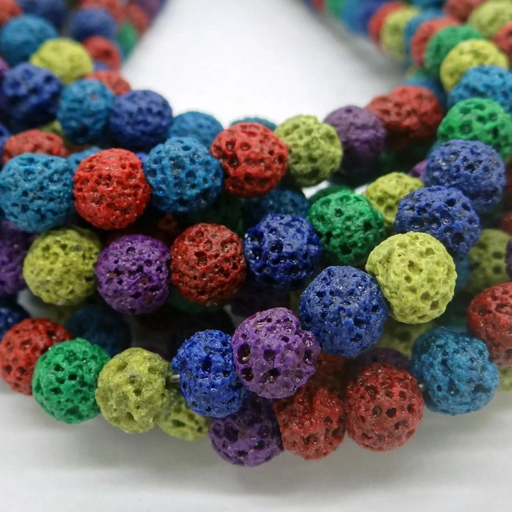 

Wholesale Colorful Lava Volcanic Round Stone Loose Beads For Jewelry Making 4mm 6mm 8mm 10mm 12mm 14mm