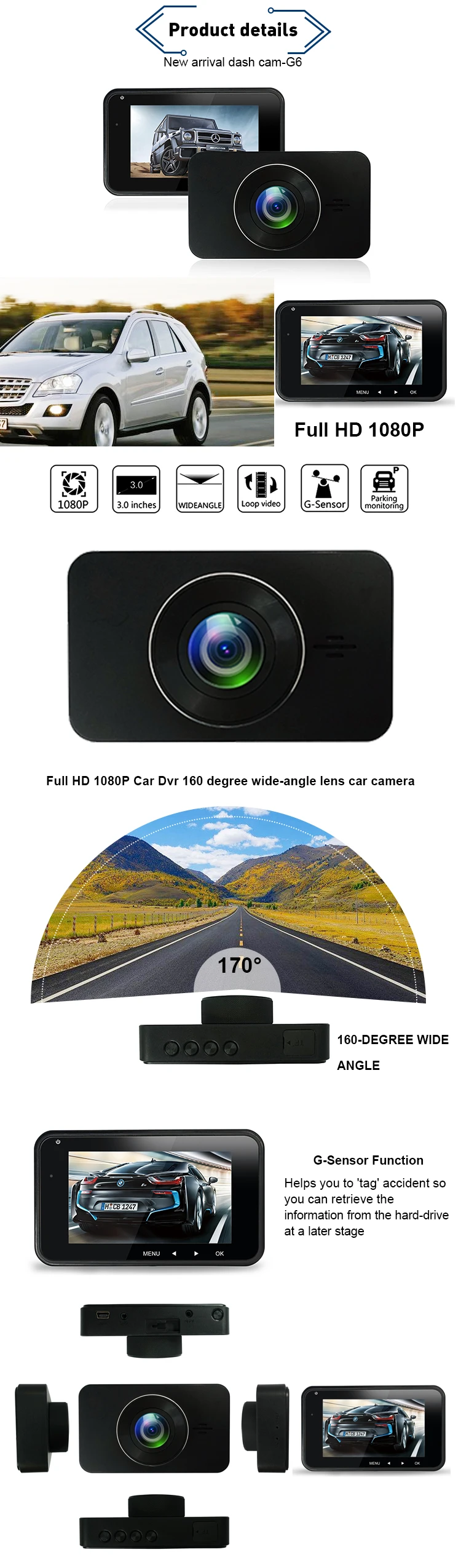 Private Model 3.0 inch M-star8328p dash cam car black box car camera