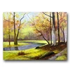 Handmade beautiful village forest and river scenery oil painting on canvas