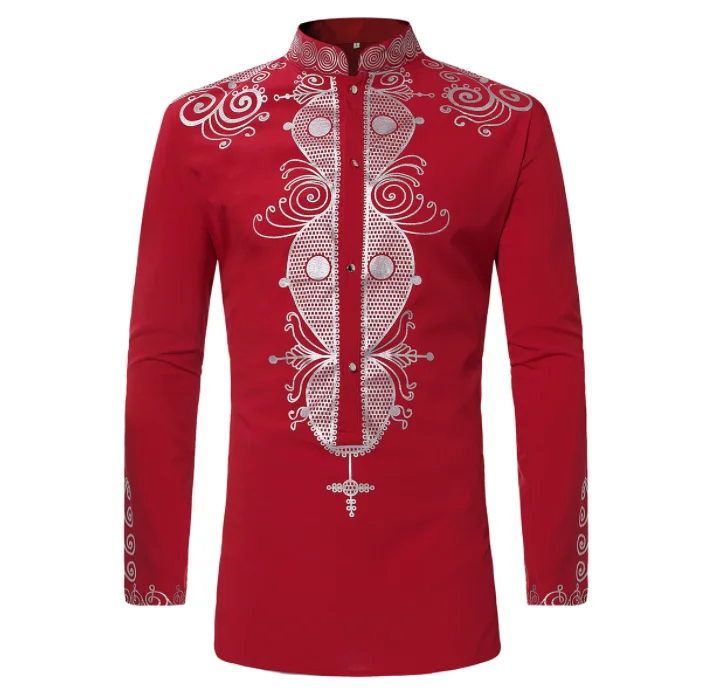 

c11370a African clothes men shirt long sleeve dashiki