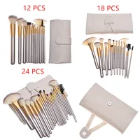 

wholesale hot selling custom logo makeup brush set 24 pcs professional private label makeup brush with belt bag leather