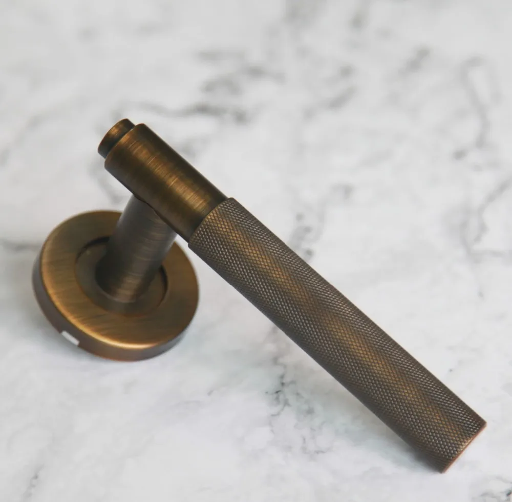 Top Quality Knurling Handle Solid Stainless Steel Antique Brass Door