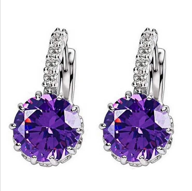 

Round super flash zircon simple temperament earrings imported wild classic earrings