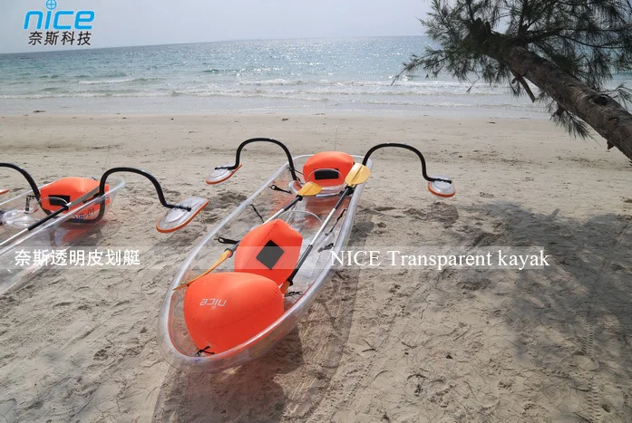 
Clear bottom PC transparent kayak canoe with stabilizer outrigger 