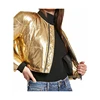 Good quality women clothing Gold Metallic Puffer Bomber Jacket