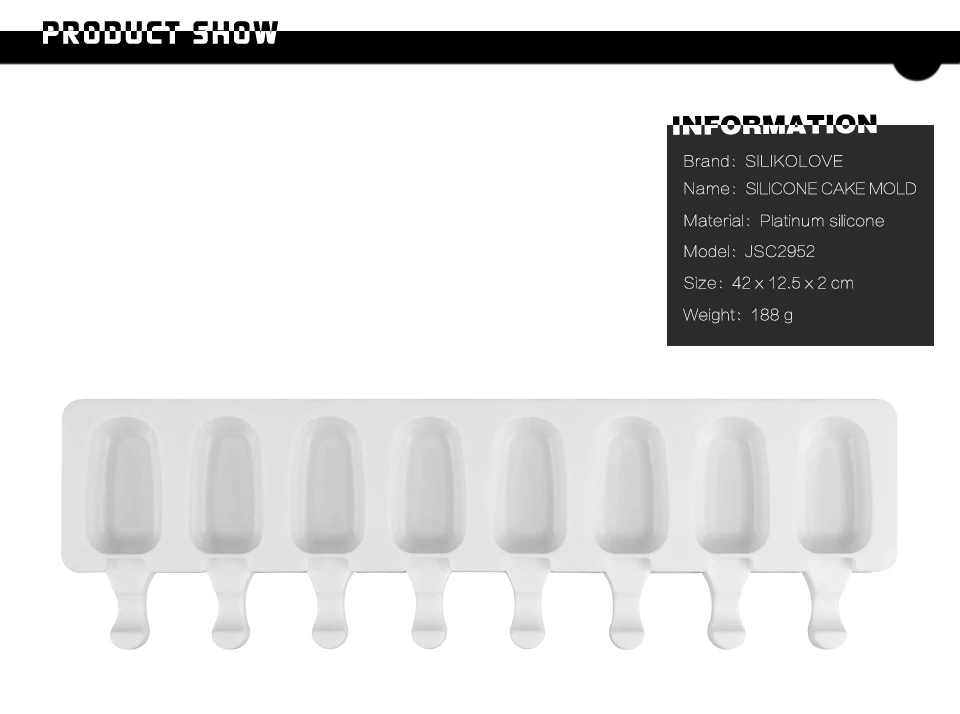 8 Cavity Diy Ice Cream Mold Makers Ice Cube Dessert Molds Silicone