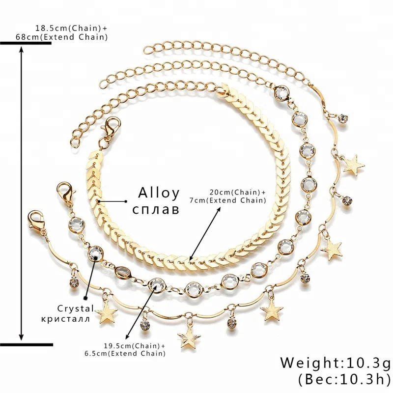 
Gold Chain Anklet Set Chain Anklets For Women Summer Beach Holiday Anklet Jewelry 