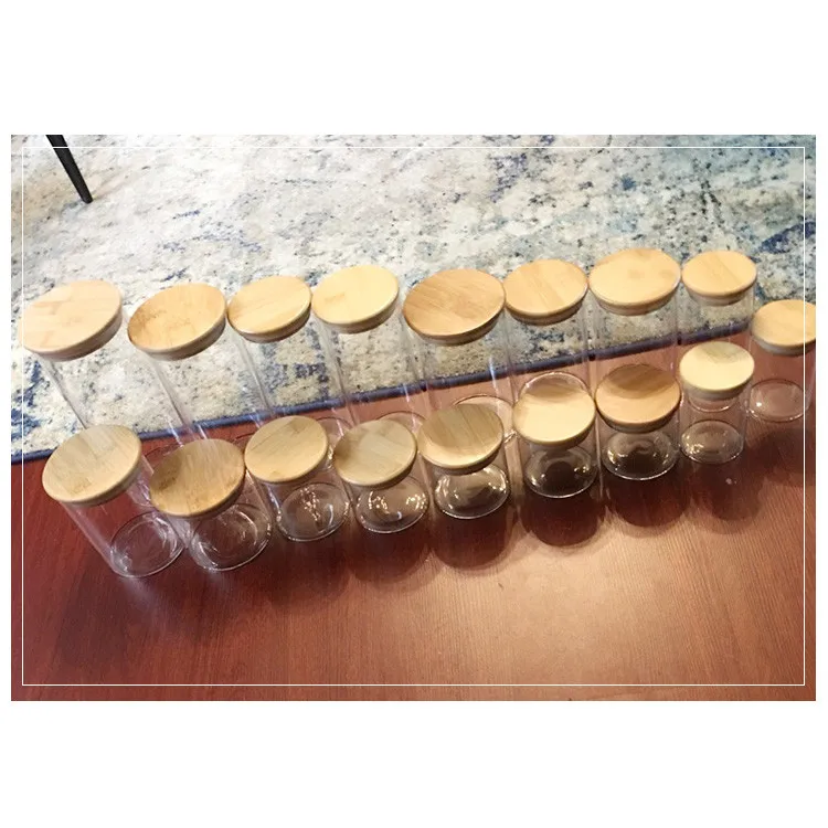 

storage bottles jars food for kitchen storage with Bamboo lids,storage bottles jars food wholesale, Transparent color / clear color