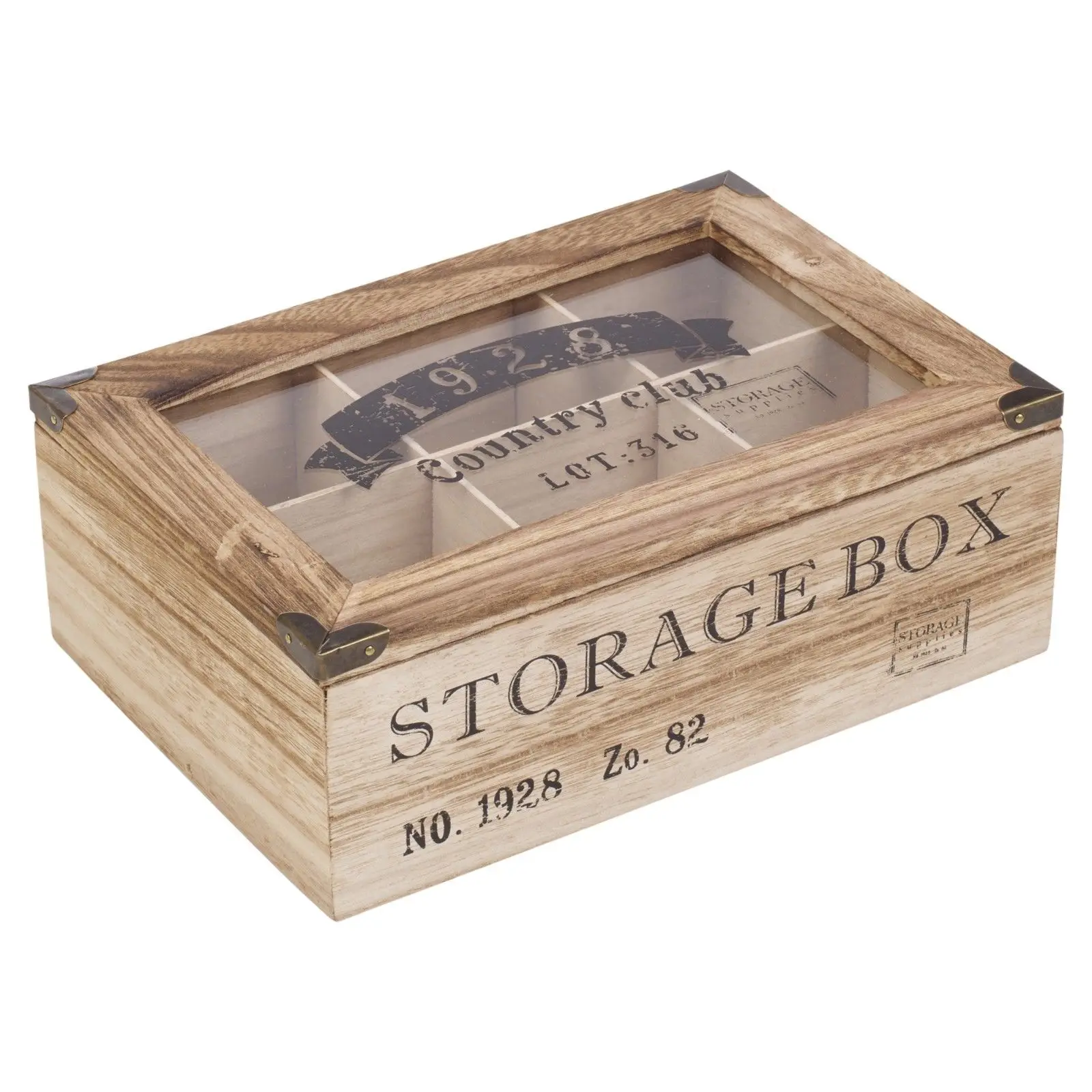 Boîte à Thé Artisanale En Manguier Vintage - 6 Compartiments