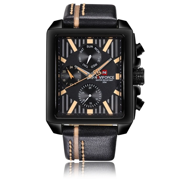 

Naviforce 9111 Square Mens Leather Waterproof Quartz Fashion Wrist Watch