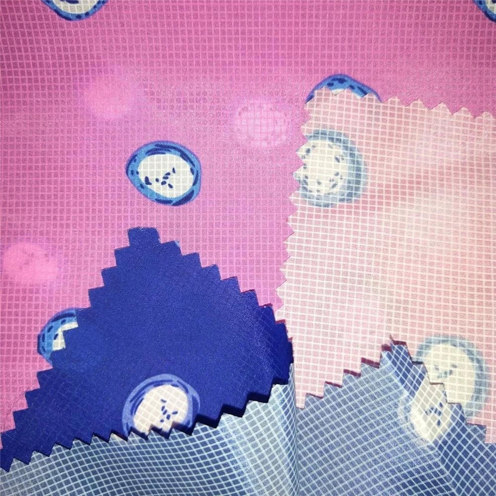 
380T 0.15 Semi-Elastic Ribstop fabric 100%Polyester printing fabric for the Garments 