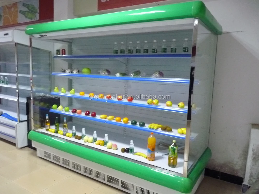 Front open type multideck supermarket display fridge for sale, View