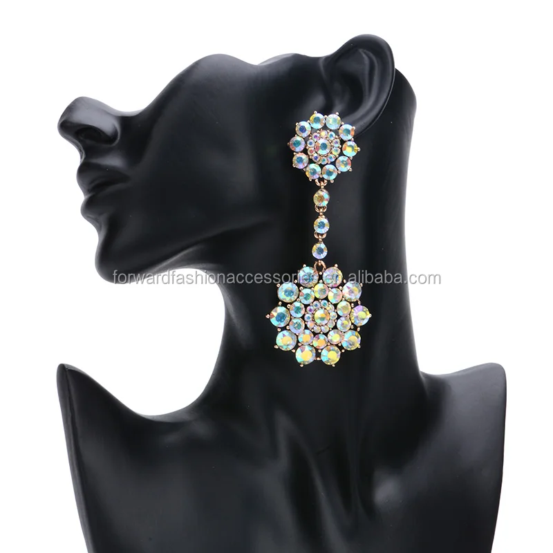 

Best Selling Women Vogue Colorful Crystal Rhinestone Cluster Earrings