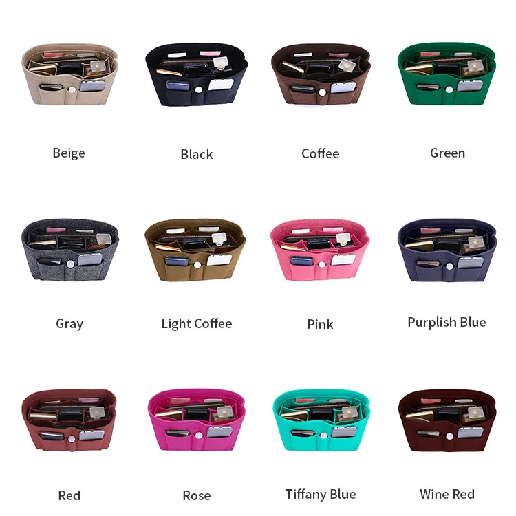 Luxury Portable Purse Organizer Durable Felt Bag Organizer Colorful
