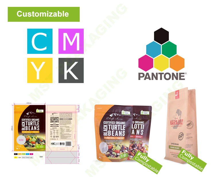 Manufacturer Resealable PLA plastic Coffee Bag Packaging Bag Corn Starch Based Biodegradable Bag