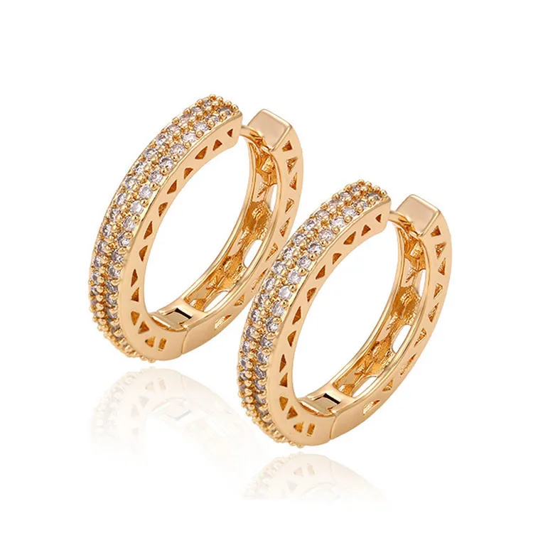 

29651 Xuping Fashion 18K Gold Plated Earrings Elegant popular Huggies earrings With Glass