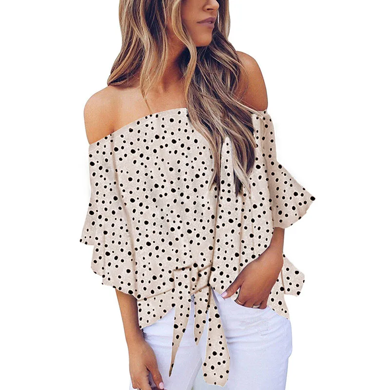 

New Design Polka Dot Off Shoulder Cute Tops For Women
