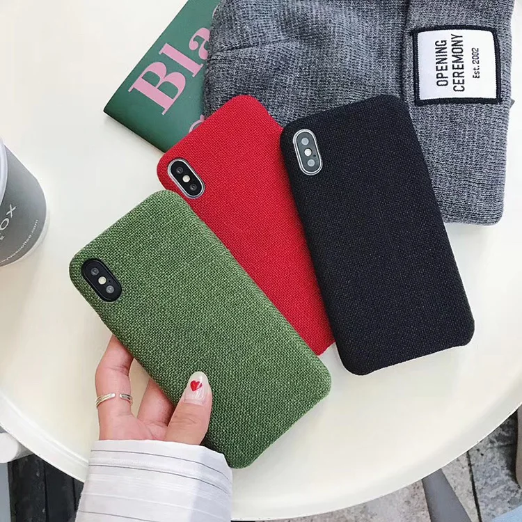 Blank Solid Color Fabric Cloth Mobile Case For Iphone 8Plus Xs Max