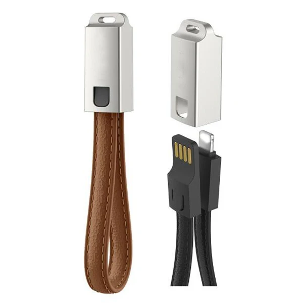 Android data transfer 2 in 1 keychain usb leather cable for light for android