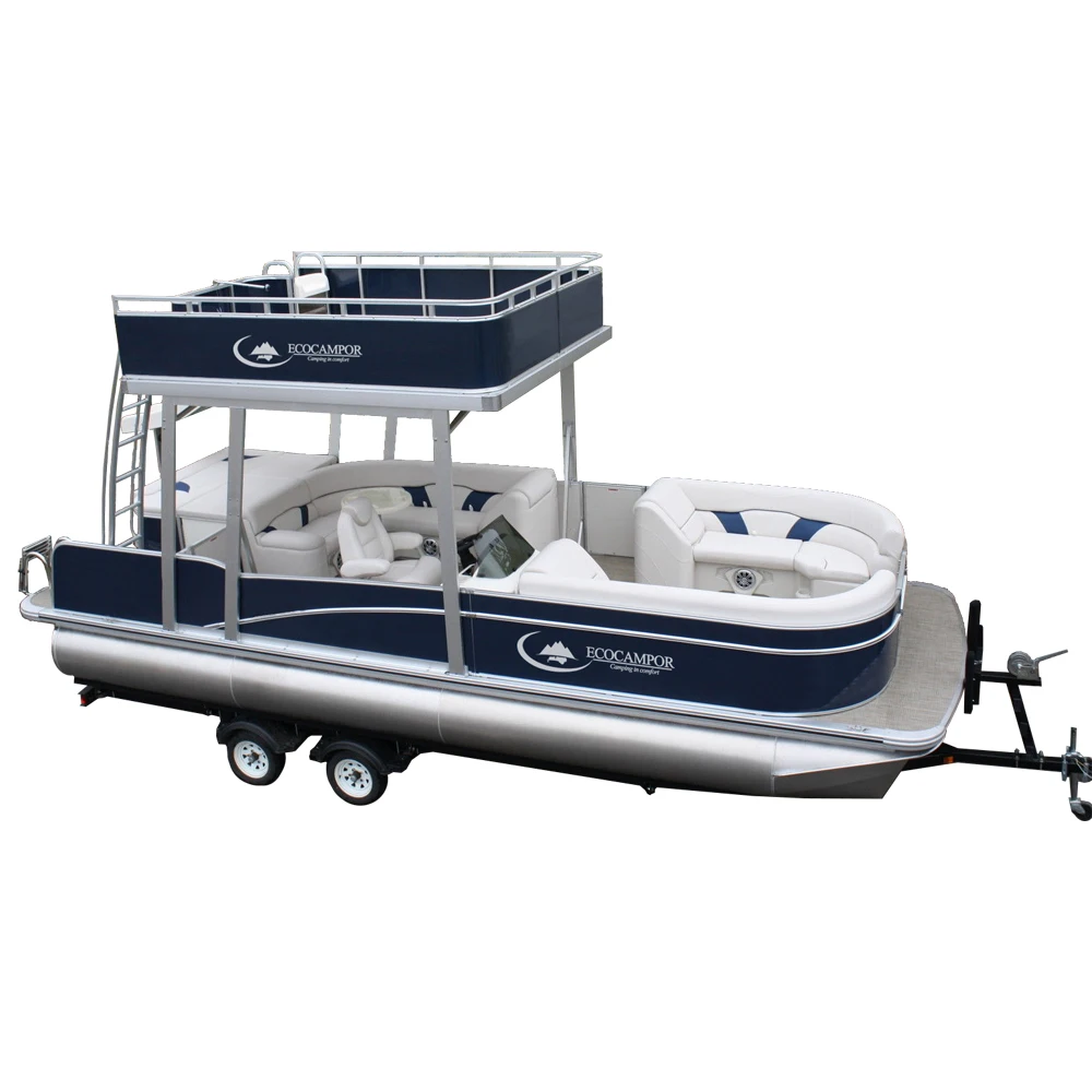 
2019 Ecocampor Cheapest Double Decker Aluminum Pontoon Boat with slide for Sale  (62017411433)