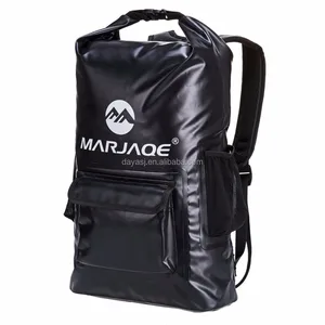OEM Padded Shoulder Straps Black Custom Logo 100% Waterproof Tarpaulin Dry Backpack Bag