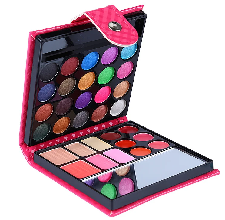

No Label Makeup Kit 32 Color Wallet Shape Cosmetic Palette Makeup Set eyeshadow lipstick Makeup Kit With a Mirror, Multi-colored, shimmer & matte
