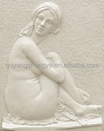 
White Nude Woman Stone Figure Wall Murals Relief 