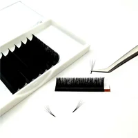 

Wholesale mink cashmere Mega Volume Deep Black easy Fast Fanning Individual Eyelash Extensions Rapid Blooming volume Lashes