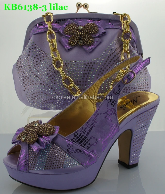 lilac shoes and bag for wedding